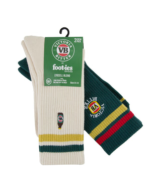 VB x Foot-ies Retro Sneaker Sock Cream/Green (2PK)