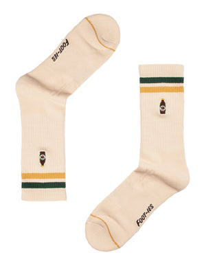 VB x Foot-ies Retro Sneaker Sock Cream/Green (2PK)