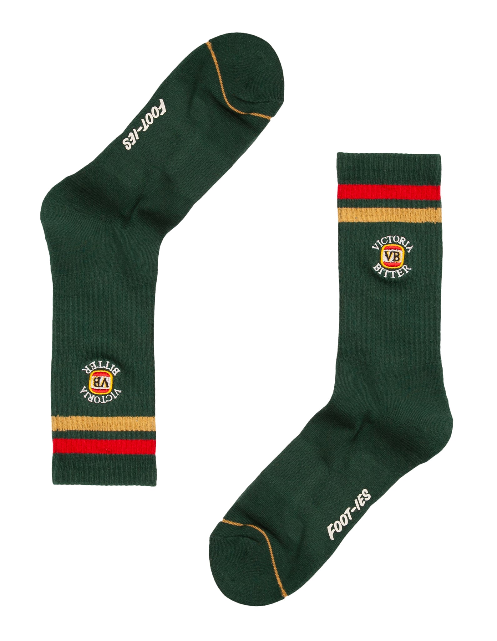 VB x Foot-ies Retro Sneaker Sock Cream/Green (2PK)