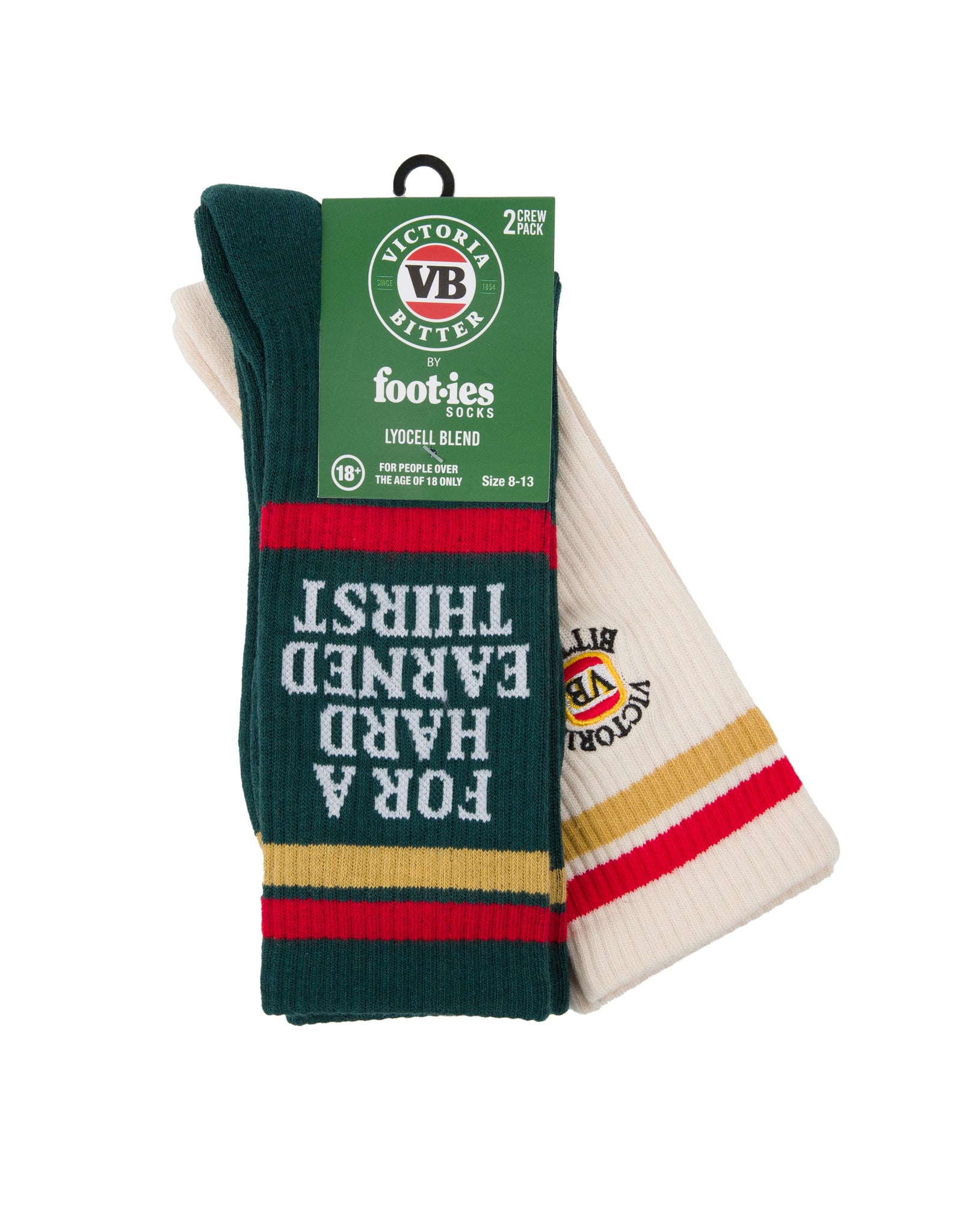 VB x Foot-ies Hard Earned Thirst Sneaker Sock Cream/Green (2PK)