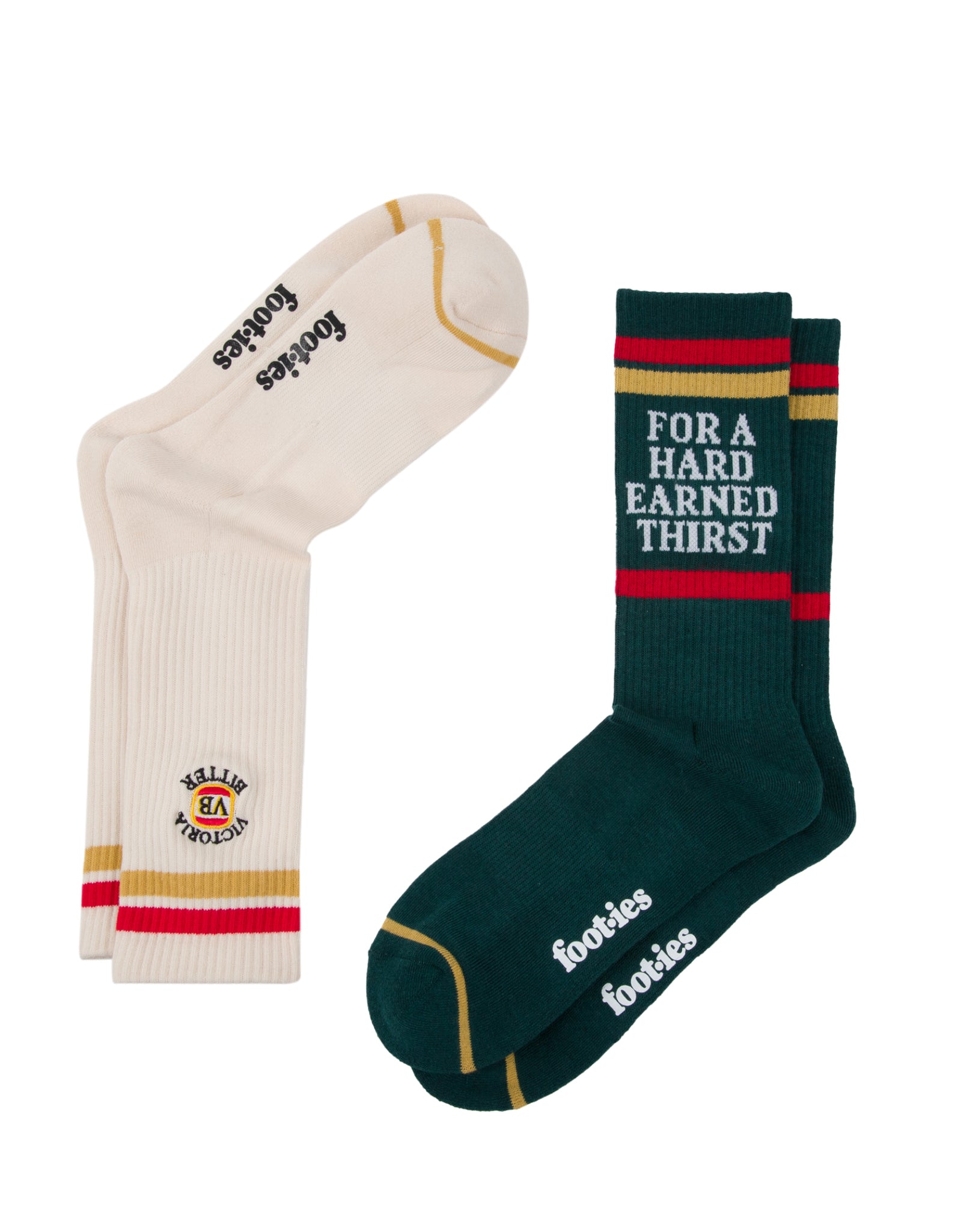 VB x Foot-ies Hard Earned Thirst Sneaker Sock Cream/Green (2PK)