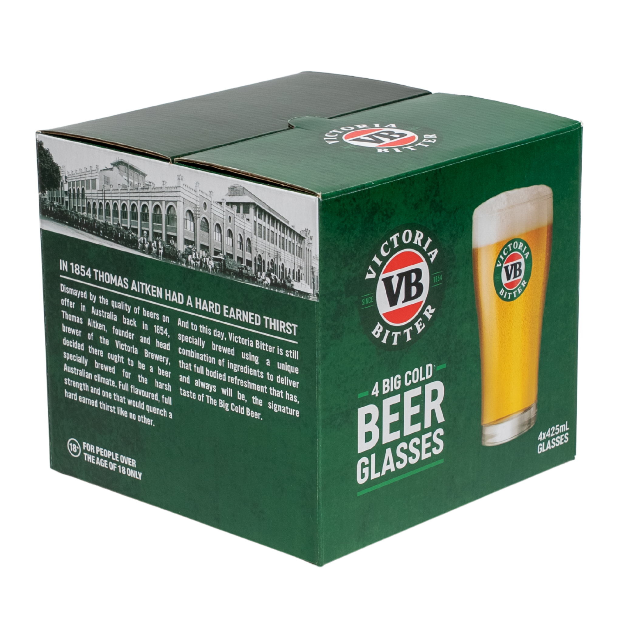 Victoria Bitter 4 Pack of 425ml Glasses