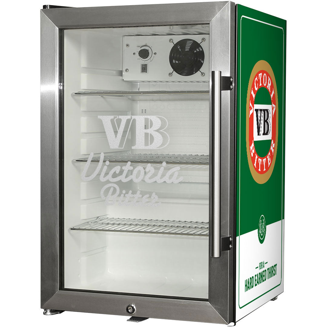 Victoria Bitter Glass Door Bar Fridge Stainless Steel Finish (70L)